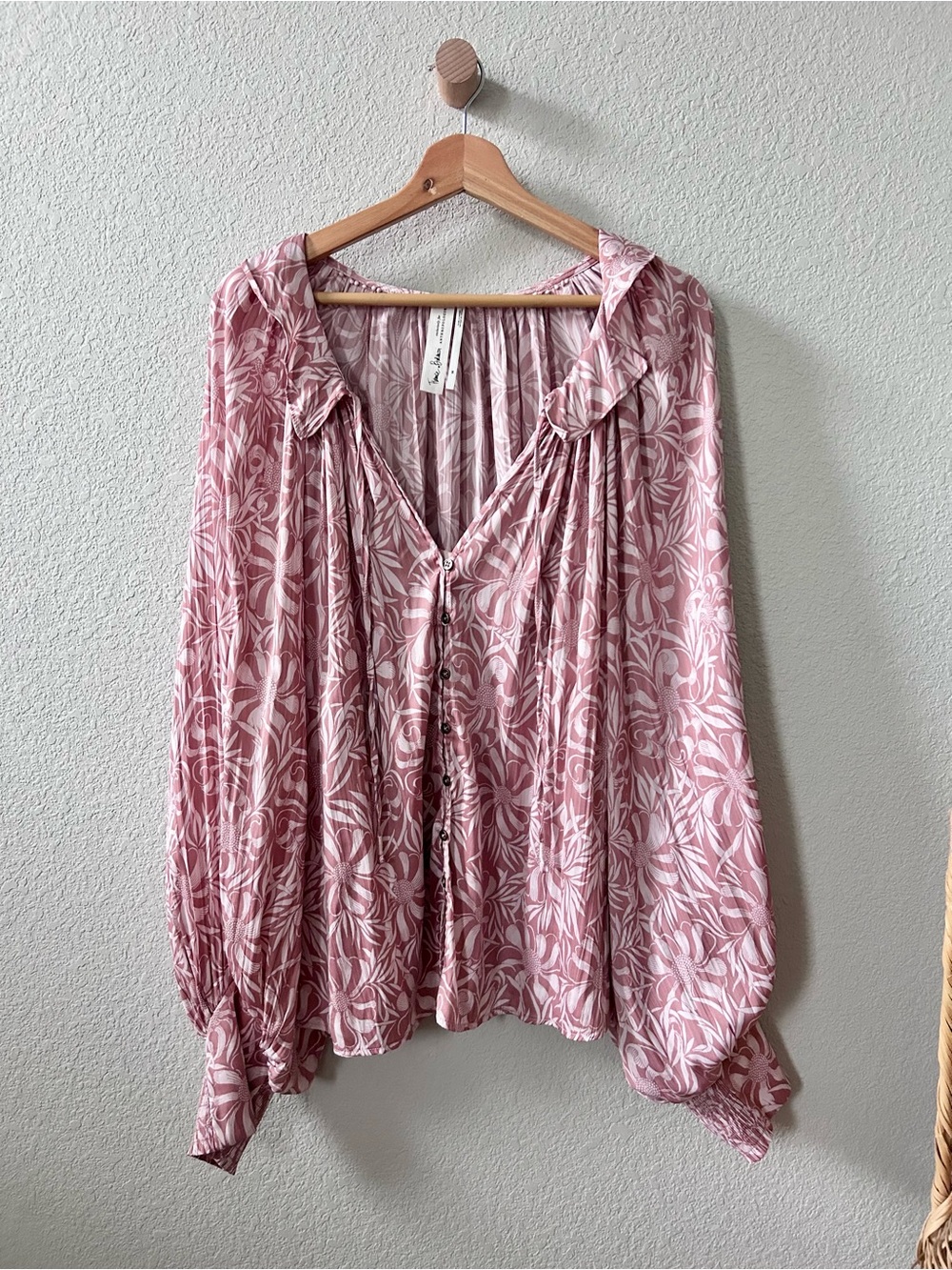 Anthropologie Florence Balducci Femme Collared Blouse Size 3X Pink Floral
